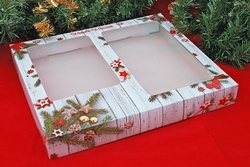 Krabice na 1 kg cukroví - Tradiční, bílá,2 okénka 