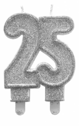 Svíčka - číslo 25 (stříbrná)