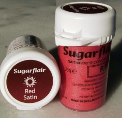 Barva gelová Sugarflair - ČERVENÁ perleťová / RED SATIN