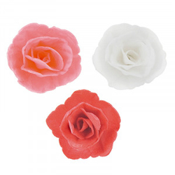 Sada květin z jedlého papíru - Čínská růže 4,5 cm /sada 36 ks