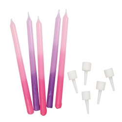 Svíčky - Růžové a fialové (ombre) 12 ks