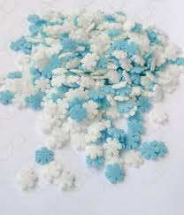 Cukrová dekorace - VLOČKY modro - bílé / 20 g
