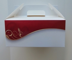 Krabička svatební  na výslužku - vzor vínový ornament, 16 x 16 x 7,5 cm 