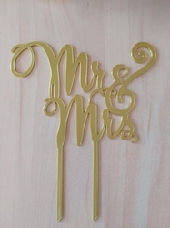 Zápich zlatý - Mr+Mrs - 14 cm 
