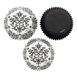 Košíčky na muffiny - Černé + bílé ornament / Wilton