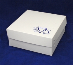 Krabička na cukroví - DVĚ SRDCE / modrá ražba