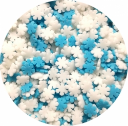 Cukrová dekorace - VLOČKY modro - bílé / 20 g