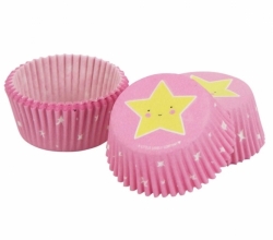 Košíčky na muffiny - Růžové s HVĚZDIČKOU / 50 ks