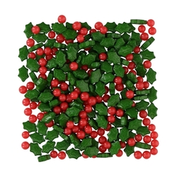 Cukrová dekorace - CESMÍNA + červené kuličky / Wilton