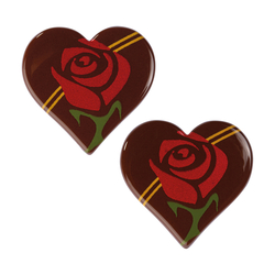 Čokoládová dekorace - SRDÍČKA s růží / 160 ks