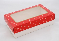 Krabice na  cukroví , červená - ZLATÉ VLOČKY (3/4 kg cukroví)