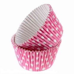 Košíčky na muffiny - Růžové s puntíky / samonosné 9 ks