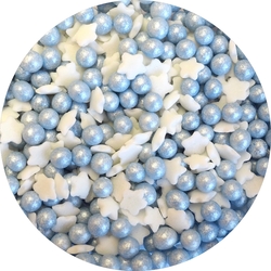 Cukrové perličky - Modré kuličky perleťové + Hvězdičky / 45 g