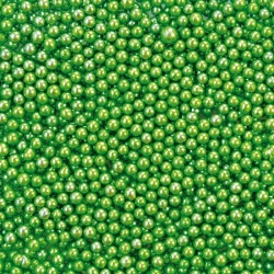 Cukrová dekorace - PERLIČKY zelené metalické / 4 mm - 500 g