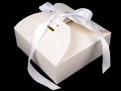 Krabička na cukroví - Bílá s glitry a stuhou
