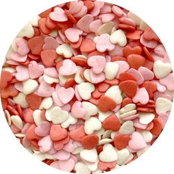 Cukrová dekorace - SRDÍČKA mix (červená, růžová, bílá) / 30 g