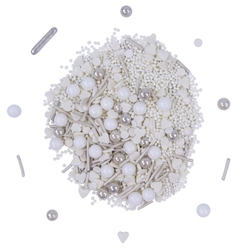 Cukrová dekorace (PME) - White Wedding (kuličky, srdíčka, tyčinky)/ 30 g