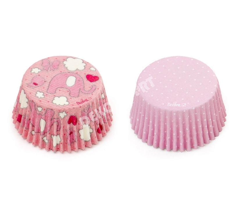 Košíčky na muffiny - Růžové (sloník+puntíky) / Decora