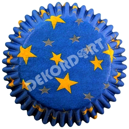 Košíčky na muffiny - Tmavě modré + zlaté hvězdičky / 60 ks (PME)