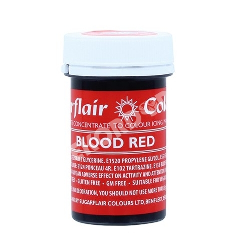 Barva gelová Sugarflair - Červená / Blood red (krvavě rudá)